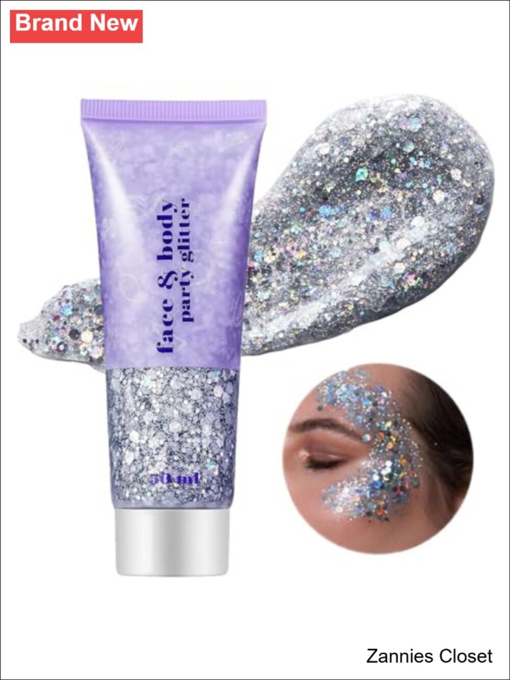 👻 Go Ho Silver Hair Glitter Gel Face & Body Paint Festival Makeup